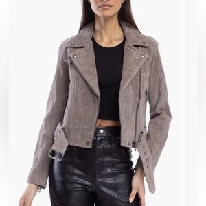 BLANKNYC GREY SUEDE LEATHER MOTO JACKET 🧥 ALLSAINTS LIKE STYLE! BRAND NEW TAGS!